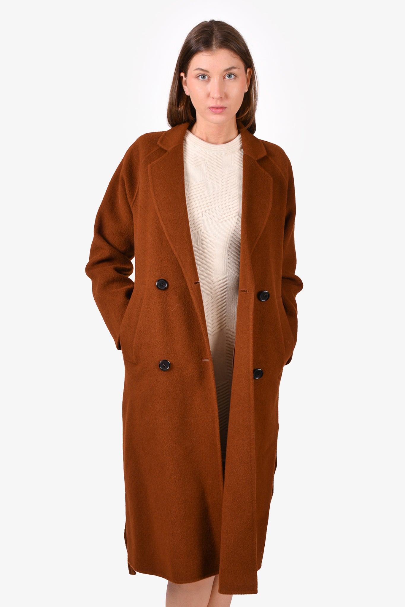 The Loom Cognac Wool Coat Size S