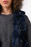 Alberto Makali Navy Fox Fur Vest Cardigan Size S