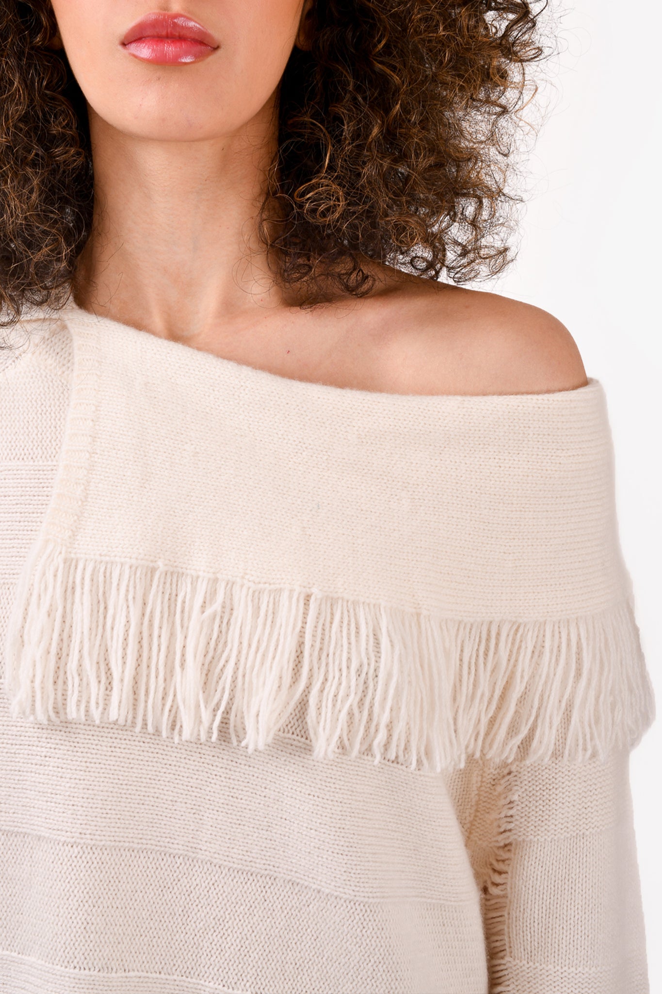 Cream fringe outlet sweater