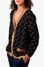 Gucci Black/Gold Metallic Cotton Knit GG Logo Button Down Cardigan Size S