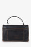 Prada Black/Brown Leather Silver Tone Buckle Flap Bag