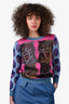 Gucci Pink/Blue 4 Tiger Printed Lurex Sweater Size S