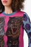 Gucci Pink/Blue 4 Tiger Printed Lurex Sweater Size S