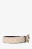 Gucci Cream/Silver Leather Tone GG Belt Size 80