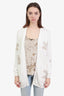 Max Mara White/Brown Knit Logo Print Long Cardigan size Small