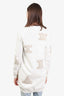 Max Mara White/Brown Knit Logo Print Long Cardigan size Small