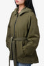 Weekend Max Mara Green Belted Jacket with Removable Hood Size 8 US