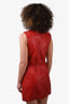 Versace Jeans Red Leather Sleeveless Belted Mini Dress Size 42