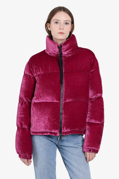 Moncler Purple Velvet Puffer Jacket Size 4 Mine Yours