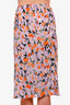 Marni Purple/Orange Floral Patter Silk Midi Skirt Size 38