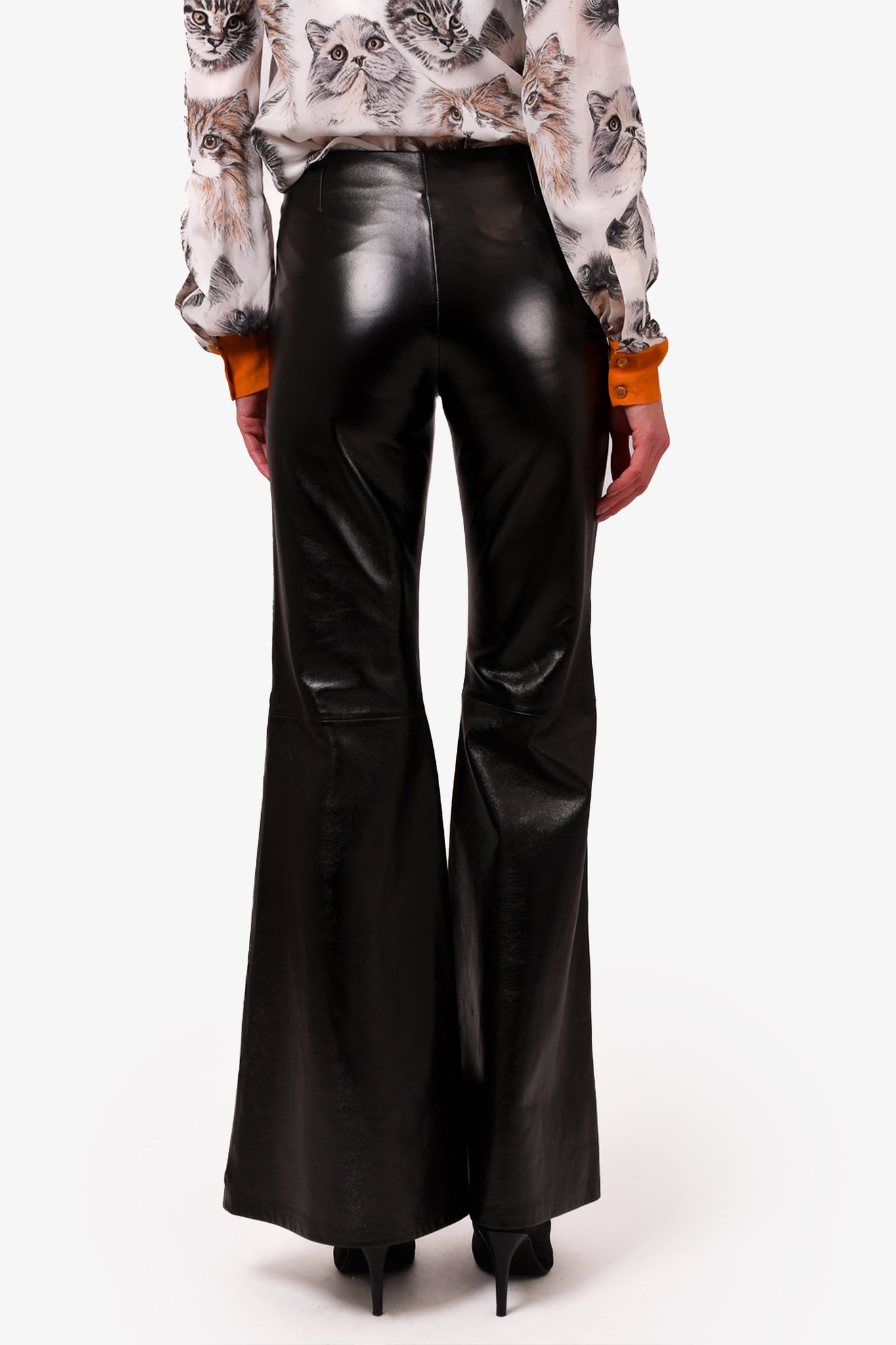 Acne Studios - Leather flared trousers - Black