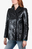 Valentino Black Leather Double Breasted Jacket Size 6