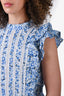 Veronica Beard White/Blue Floral Printed Ruffle Top Size 0