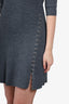 Maje Grey Ribbed-Knit Mini Dress with Piercing Detail Size 34