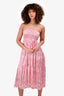 Maje Pink / Cream Paisley Print Tiered Midi Dress Size 38