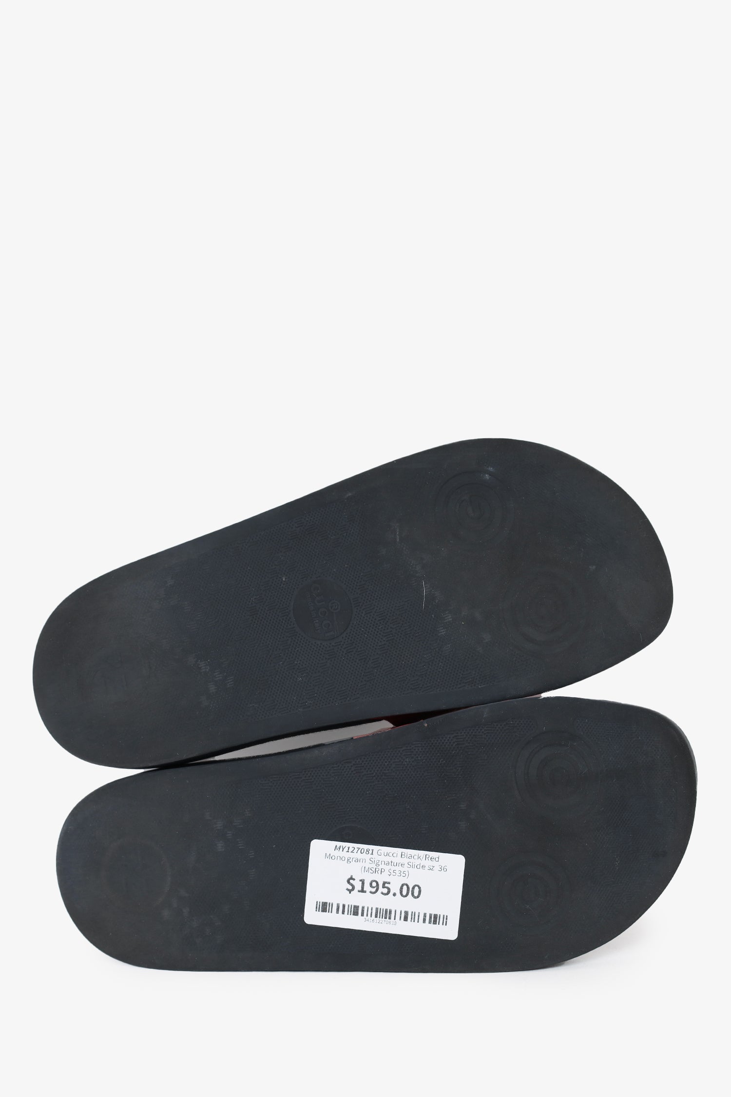 Gucci Black Red Monogram Signature Slide Size 36 Mine Yours