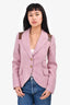 Smythe Purple Herringbone Blazer with Brown Leather Patches Size 2