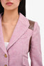 Smythe Purple Herringbone Blazer with Brown Leather Patches Size 2