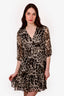 Diane Von Furstenberg Leopard Silk Dress with Scarf Size 6