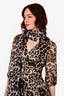 Diane Von Furstenberg Leopard Silk Dress with Scarf Size 6