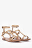 Prada Gold Metallic Leather T-Strap Sandals Size 38.5 (As Is)