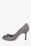 Manolo Blahnik Grey/Purple Tweed Hangisi Pumps Size 36.5