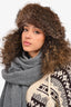 Vintage Black Suede/Brown Raccoon Fur Hat