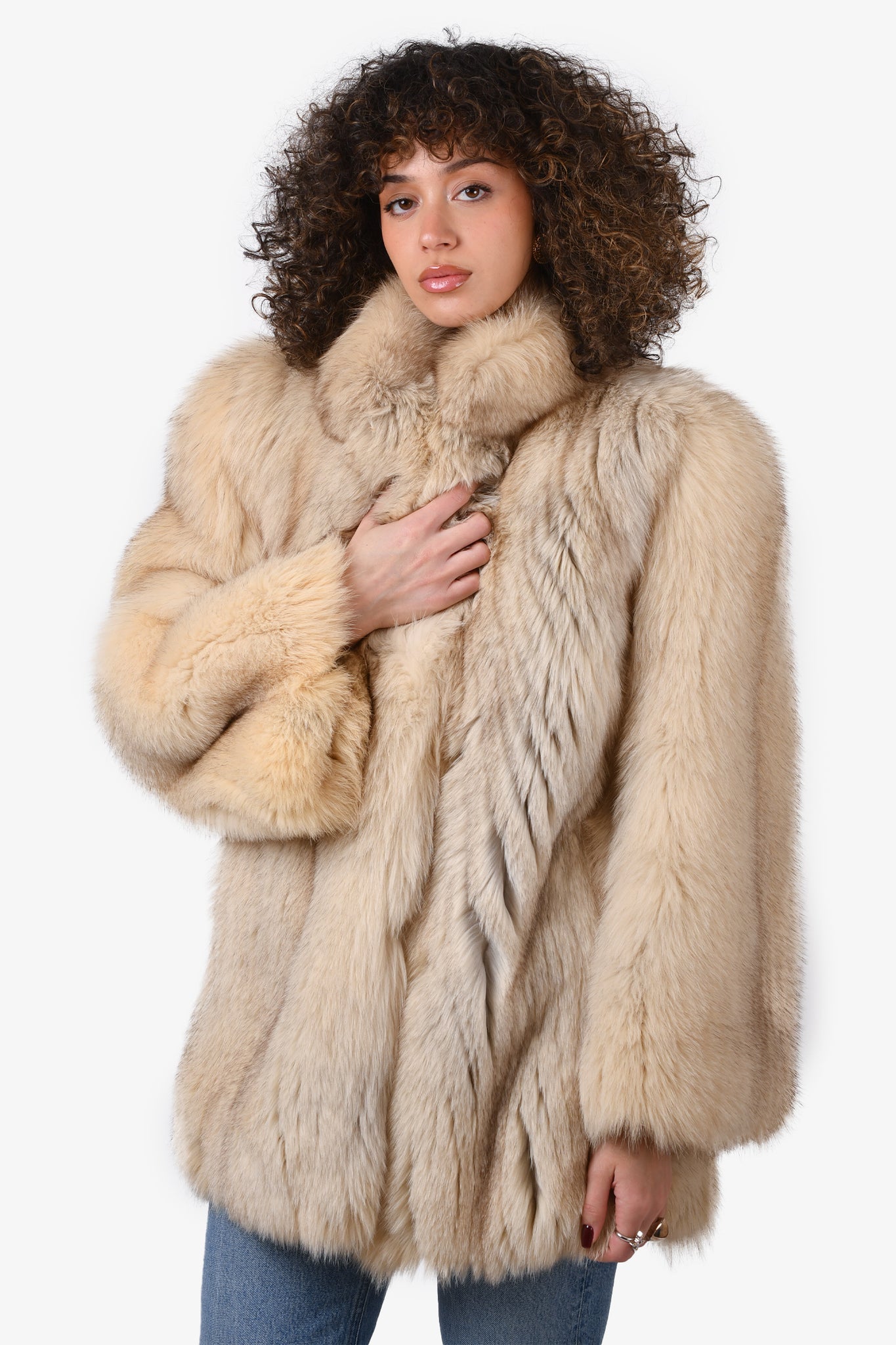 Fox-Fur Coat - BEIGE