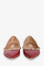 Valentino Red/Beige Rockstud Pointed Toe Flat Size 37