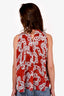 Diane von Furstenberg Red Chain Printed Silk Neck Tie Sleeveless Top Size 0