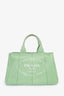 Prada Green Canvas Logo Canapa Tote Bag