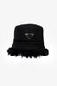 Prada Black Nylon Fur Lined Bucket Hat Size M