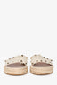 Valentino White Leather Rockstud Espadrille Slides Size 37