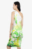 Roberto Cavalli White/Green Floral Print One Shoulder Dress Size 42