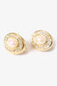 Christian Dior Couture Gold-Tone Faux Pearl & Rhinestones Clip-On Earrings