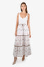 D Exterior White Ribbed/Eyelet Lace Tiered Maxi Tank Dress Size 40