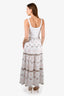 D Exterior White Ribbed/Eyelet Lace Tiered Maxi Tank Dress Size 40