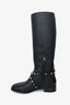 Valentino Black Calfskin Rockstud Knee High Boots Size 36.5