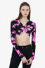 Coperni Black/Purple Floral Crop Long Sleeve Size XS