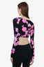 Coperni Black/Purple Floral Crop Long Sleeve Size XS