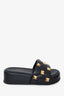 Valentino Black Leather Studded Platform Slide Sandals Size 38