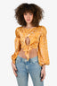 Camila Coelho Yellow Floral Satin Crop Top Size XS