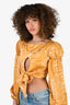 Camila Coelho Yellow Floral Satin Crop Top Size XS