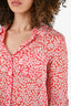 Diane Von Furstenberg Red Floral Printed Sheer Blouse Size 0