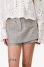 Maje Silver Metallic Daisy Pattern Skort Size 36