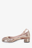 Prada Rose Gold Sequin Triangle Logo Pump size 38