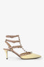 Valentino Cream/Mauve Patent Cage Rockstud Kitten Heels Size 40