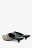 Erdem Grey Houndstooth Faux Pearl Embellished Kitten Mules Size 39.5