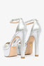 Stuart Weitzman Silver Metallic Platform Heeled Sandals Size 5