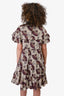 Ulla Johnson Purple Patterned Tiered Mini Dress Size 2